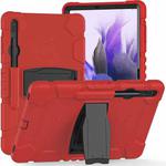 For Samsung Galaxy Tab S7+/ Tab S7 FE / Tab S8+ 3-Layer Protection Screen Frame + PC + Silicone Combination Case with Holder(Red+Black)