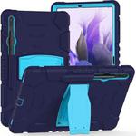 For Samsung Galaxy Tab S7+/ Tab S7 FE / Tab S8+ 3-Layer Protection Screen Frame + PC + Silicone Combination Case with Holder(NavyBlue+Blue)