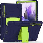 For Samsung Galaxy Tab S7+/ Tab S7 FE / Tab S8+ 3-Layer Protection Screen Frame + PC + Silicone Combination Case with Holder(NavyBlue+Lime)