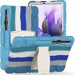 For Samsung Galaxy Tab S7+/ Tab S7 FE / Tab S8+ 3-Layer Protection Screen Frame + PC + Silicone Combination Case with Holder(Colorful Blue)