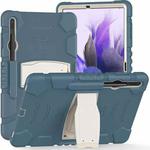 For Samsung Galaxy Tab S7+/ Tab S7 FE / Tab S8+ 3-Layer Protection Screen Frame + PC + Silicone Combination Case with Holder(Cornflower Blue)