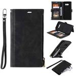 For Samsung Galaxy S10e Side Zipper Back Card Horizontal Flip PU Leather Case with Card Slots & Wallet & Photo Frame & Lanyard(Black)