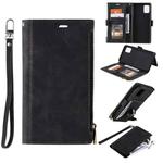 For Samsung Galaxy S20 FE Side Zipper Back Card Horizontal Flip PU Leather Case with Card Slots & Wallet & Photo Frame & Lanyard(Black)