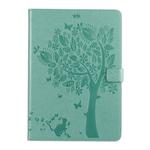 For iPad 10.2 / Pro 10.5 / Air 2019 Pressed Printing Cat and Tree Pattern Horizontal Flip Leather Case with Holder & Card Slots & Wallet(Green)