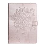 For iPad 10.2 / Pro 10.5 / Air 2019 Pressed Printing Cat and Tree Pattern Horizontal Flip Leather Case with Holder & Card Slots & Wallet(Rose Gold)