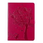 For iPad 10.2 / Pro 10.5 / Air 2019 Pressed Printing Cat and Tree Pattern Horizontal Flip Leather Case with Holder & Card Slots & Wallet(Rose Red)