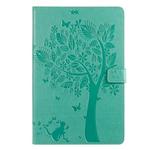 For Galaxy Tab S5e Pressed Printing Cat and Tree Pattern Horizontal Flip Leather Case with Holder & Card Slots & Wallet(Green)