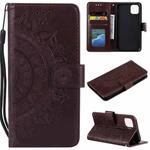 For iPhone 13 mini Totem Flower Embossed Horizontal Flip TPU + PU Leather Case with Holder & Card Slots & Wallet (Brown)