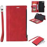 Side Zipper Back Card Horizontal Flip PU Leather Case with Card Slots & Wallet & Photo Frame & Lanyard For iPhone 8 Plus / 7 Plus(Red)