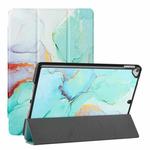 Silk Texture Colored Drawing Pattern Horizontal Flip Magnetic PU Leather Case with Three-folding Holder & Sleep / Wake-up Function For iPad 10.2 (2021/2020/2019)(Green Marble)