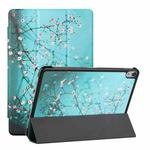 Silk Texture Colored Drawing Pattern Horizontal Flip Magnetic PU Leather Case with Three-folding Holder & Sleep / Wake-up Function ForiPad Air 2022 / 2020 10.9(Plum Blossom)