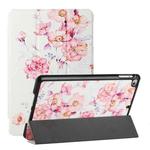 Silk Texture Colored Drawing Pattern Horizontal Flip Magnetic PU Leather Case with Three-folding Holder & Sleep / Wake-up Function For iPad mini 4 / mini (2019)(Camellia)