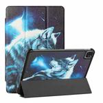 Silk Texture Colored Drawing Pattern Horizontal Flip Magnetic PU Leather Tablet Case with Three-folding Holder & Sleep / Wake-up Function For iPad Pro 11 (2018/2020/2021)(Star Wolf)