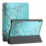 For Huawei MediaPad T5 Silk Texture Colored Drawing Pattern Horizontal Flip Magnetic PU Leather Case with Three-folding Holder(Plum Blossom)