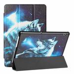For Huawei MediaPad T5 Silk Texture Colored Drawing Pattern Horizontal Flip Magnetic PU Leather Case with Three-folding Holder (Star Wolf)