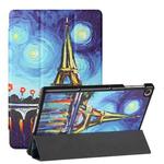 For Huawei MatePad T 10s Silk Texture Colored Drawing Pattern Horizontal Flip Magnetic PU Leather Case with Three-folding Holder (Star Tower)