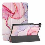 For Huawei MatePad T 10s Silk Texture Colored Drawing Pattern Horizontal Flip Magnetic PU Leather Case with Three-folding Holder (Pink Marble)
