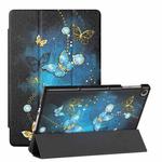 For Huawei MatePad T 10s Silk Texture Colored Drawing Pattern Horizontal Flip Magnetic PU Leather Case with Three-folding Holder (Diamond Butterfly)