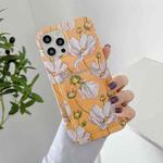 IMD Pattern TPU Case with Card Slot For iPhone 11(Yellow Background Flowers)
