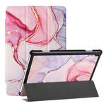 For Lenovo Tab M10 Silk Texture Colored Drawing Pattern Horizontal Flip Magnetic PU Leather Case with Three-folding Holder (Pink Marble)
