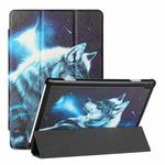 For Lenovo Tab M10 Silk Texture Colored Drawing Pattern Horizontal Flip Magnetic PU Leather Case with Three-folding Holder (Star Wolf)