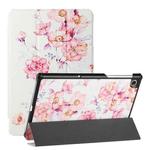 For Lenovo Tab M10 FHD Plus(2nd) Silk Texture Colored Drawing Pattern Horizontal Flip Magnetic PU Leather Case with Three-folding Holder (Camellia)