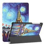 For Lenovo Tab M10 FHD Plus(2nd) Silk Texture Colored Drawing Pattern Horizontal Flip Magnetic PU Leather Case with Three-folding Holder (Star Tower)