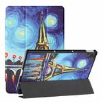 For Lenovo Tab P11 Silk Texture Colored Drawing Pattern Horizontal Flip Magnetic PU Leather Case with Three-folding Holder & Sleep / Wake-up Function(Star Tower)