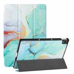 For Lenovo Tab P11 Silk Texture Colored Drawing Pattern Horizontal Flip Magnetic PU Leather Case with Three-folding Holder & Sleep / Wake-up Function(Green Marble)