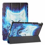 For Lenovo Tab P11 Silk Texture Colored Drawing Pattern Horizontal Flip Magnetic PU Leather Case with Three-folding Holder & Sleep / Wake-up Function(Rose the Wolf)