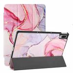 For Lenovo Tab P11 Pro Silk Texture Colored Drawing Pattern Horizontal Flip Magnetic PU Leather Case with Three-folding Holder & Sleep / Wake-up Function(Pink Marble)