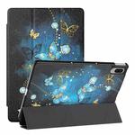 For Lenovo Tab P11 Pro Silk Texture Colored Drawing Pattern Horizontal Flip Magnetic PU Leather Case with Three-folding Holder & Sleep / Wake-up Function(Diamond Butterfly)