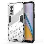 For OnePlus Nord 2 5G Punk Armor 2 in 1 PC + TPU Shockproof Case with Invisible Holder(White)