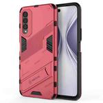 For Honor X20 SE Punk Armor 2 in 1 PC + TPU Shockproof Case with Invisible Holder(Light Red)