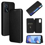 For OPPO A16 Carbon Fiber Texture Horizontal Flip TPU + PC + PU Leather Case with Card Slot(Black)