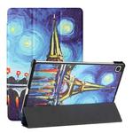 For Samsung Galaxy Tab S6 Lite(SM-P610/T615) Silk Texture Colored Drawing Pattern Horizontal Flip Magnetic PU Leather Case with Three-folding Holder & Sleep / Wake-up Function(Star Tower)