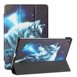 For Samsung Galaxy Tab S6 Lite(SM-P610/T615) Silk Texture Colored Drawing Pattern Horizontal Flip Magnetic PU Leather Case with Three-folding Holder & Sleep / Wake-up Function(Star Wolf)