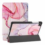 For Samsung Galaxy Tab A7 Lite T220/T225 Silk Texture Colored Drawing Pattern Horizontal Flip Magnetic PU Leather Case with Three-folding Holder (Pink Marble)