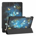 For Samsung Galaxy Tab A7 Lite T220/T225 Silk Texture Colored Drawing Pattern Horizontal Flip Magnetic PU Leather Case with Three-folding Holder (Diamond Butterfly)