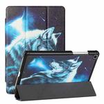 For Samsung Galaxy Tab A 8.0(2019)/T290/T295/T297 Silk Texture Colored Drawing Pattern Horizontal Flip Magnetic PU Leather Case with Three-folding Holder (Star Wolf)