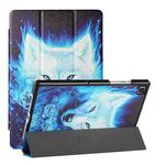 For Samsung Galaxy Tab A7(2020) / T500 / T505 Silk Texture Colored Drawing Pattern Horizontal Flip Magnetic PU Leather Case with Three-folding Holder & Sleep / Wake-up Function(Rose the Wolf)