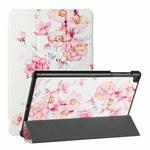 For Samsung Galaxy Tab A 10.1(2019)/T510 Silk Texture Colored Drawing Pattern Horizontal Flip Magnetic PU Leather Case with Three-folding Holder (Camellia)