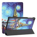 For Samsung Galaxy Tab A 10.1(2019)/T510 Silk Texture Colored Drawing Pattern Horizontal Flip Magnetic PU Leather Case with Three-folding Holder (Star Tower)