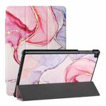 For Samsung Galaxy Tab A 10.1(2019)/T510 Silk Texture Colored Drawing Pattern Horizontal Flip Magnetic PU Leather Case with Three-folding Holder (Pink Marble)