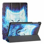 For Samsung Galaxy Tab A 10.1(2019)/T510 Silk Texture Colored Drawing Pattern Horizontal Flip Magnetic PU Leather Case with Three-folding Holder (Rose the Wolf)