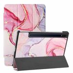 For Samsung Galaxy Tab S8 / Galaxy Tab S7 T870/T875 Silk Texture Colored Drawing Pattern Horizontal Flip Magnetic PU Leather Case with Three-folding Holder & Sleep / Wake-up Function(Pink Marble)