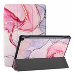 For Amazon Fire HD 10 Plus (2021)/HD 10 (2021) Silk Texture Colored Drawing Pattern Horizontal Flip Magnetic PU Leather Case with Three-folding Holder & Sleep / Wake-up Function(Pink Marble)