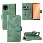 For Sharp Aquos Sense 6 Solid Color Skin Feel Magnetic Buckle Horizontal Flip Calf Texture PU Leather Case with Holder & Card Slots & Wallet(Green)