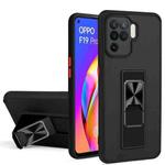 For OPPO Reno5 F / F19 Pro Dual-color Skin Feel TPU + PC Magnetic Shockproof Case with Invisible Holder(Black)