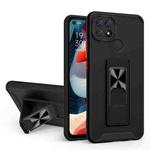 For OPPO A15 Dual-color Skin Feel TPU + PC Magnetic Shockproof Case with Invisible Holder(Black)